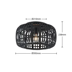 Canyana loftlampe, sort, rattan, Ø 40 cm^Lindby Outlet