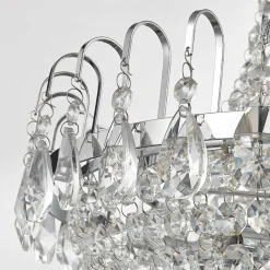 Casparia lysekrone, kromfarvet, krystal, E14^Lindby New