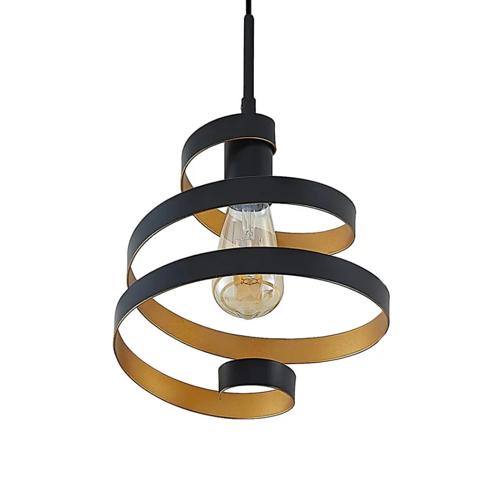 Lindby Pendellamper|Pendellamper>Colten hængelampe, Ø 50 cm, 3 lyskilder, sort, guld