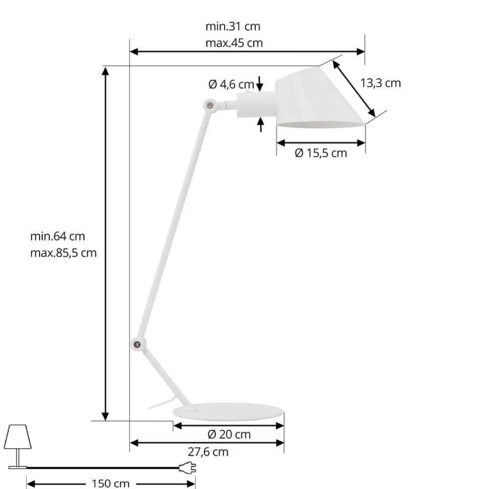 Lindby Arbejdsrum/Kontor|Bordlamper>Corali bordlampe, hvid, metal, højde 64 cm