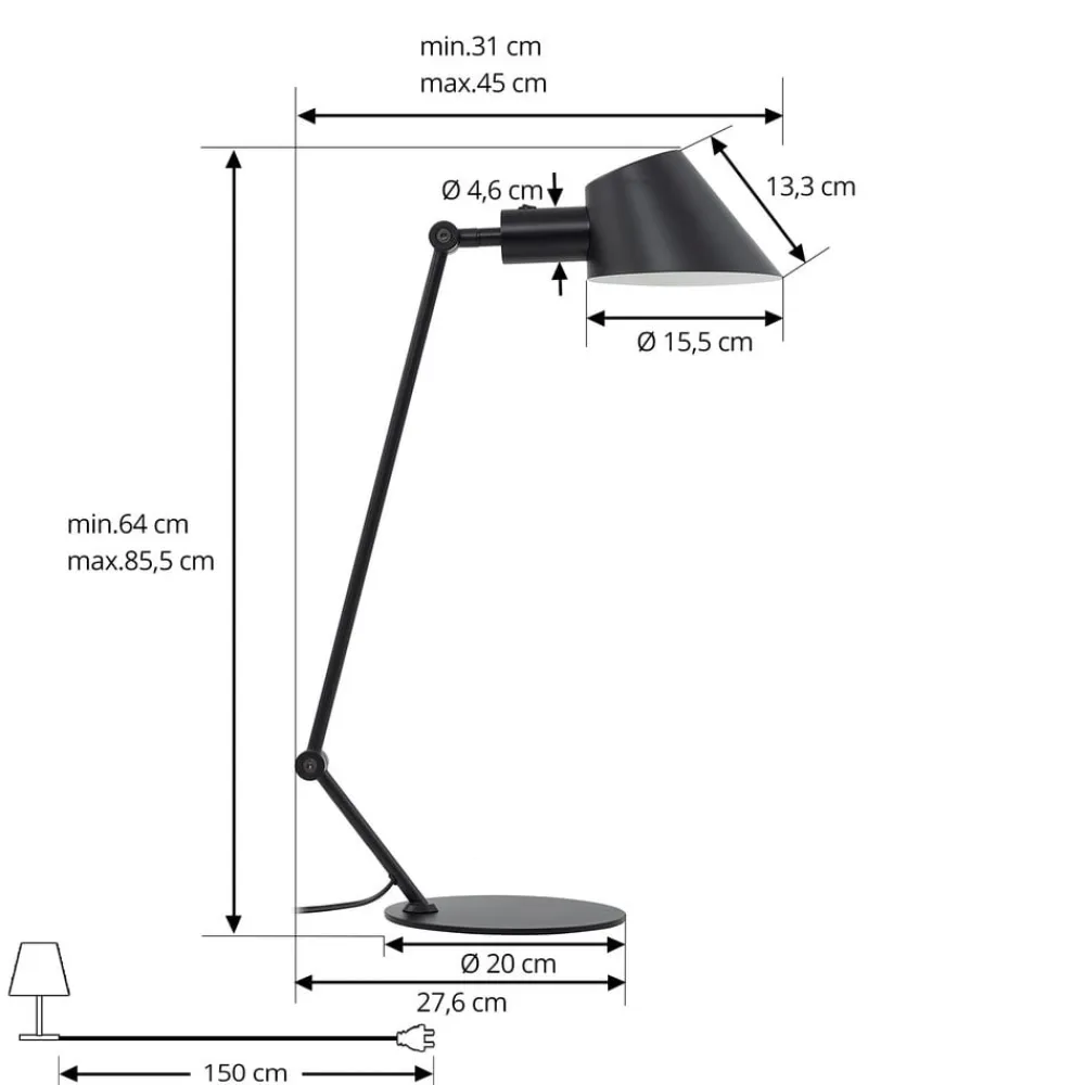 Lindby Corali bordlampe, sort, metal, højde 64 cm