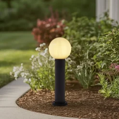 Dangan sokkellampe, hvid, højde 60 cm, glas, metal^Lindby Clearance