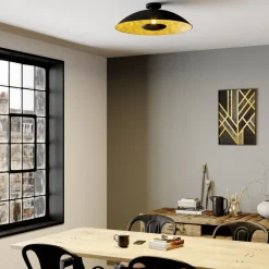 Emilienne loftlampe, sort/guld, metal, Ø 60 cm^Lindby