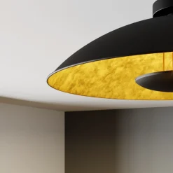 Emilienne loftlampe, sort/guld, metal, Ø 60 cm^Lindby