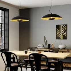 Lindby Pendellamper|Pendellamper>Emilienne pendellampe, sort, guldfarvet, Ø 60 cm