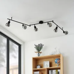 Lindby Eridia loftspot, sort, 6 lyskilder, langt