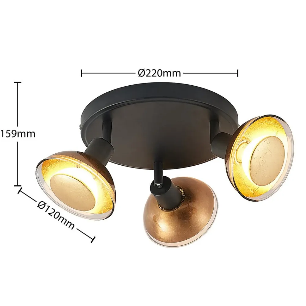 Erin loftspot, sort/guld, Ø 22 cm, glas^Lindby Online