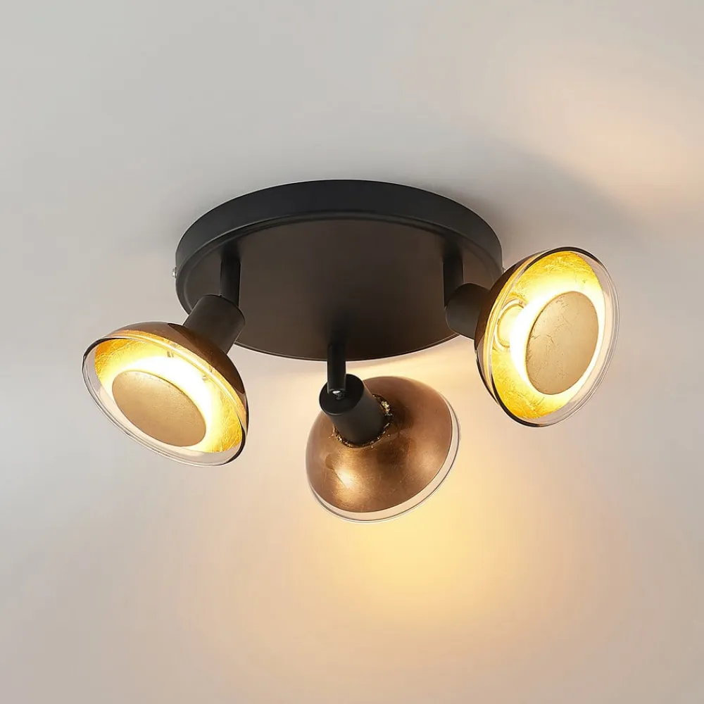 Erin loftspot, sort/guld, Ø 22 cm, glas^Lindby Online