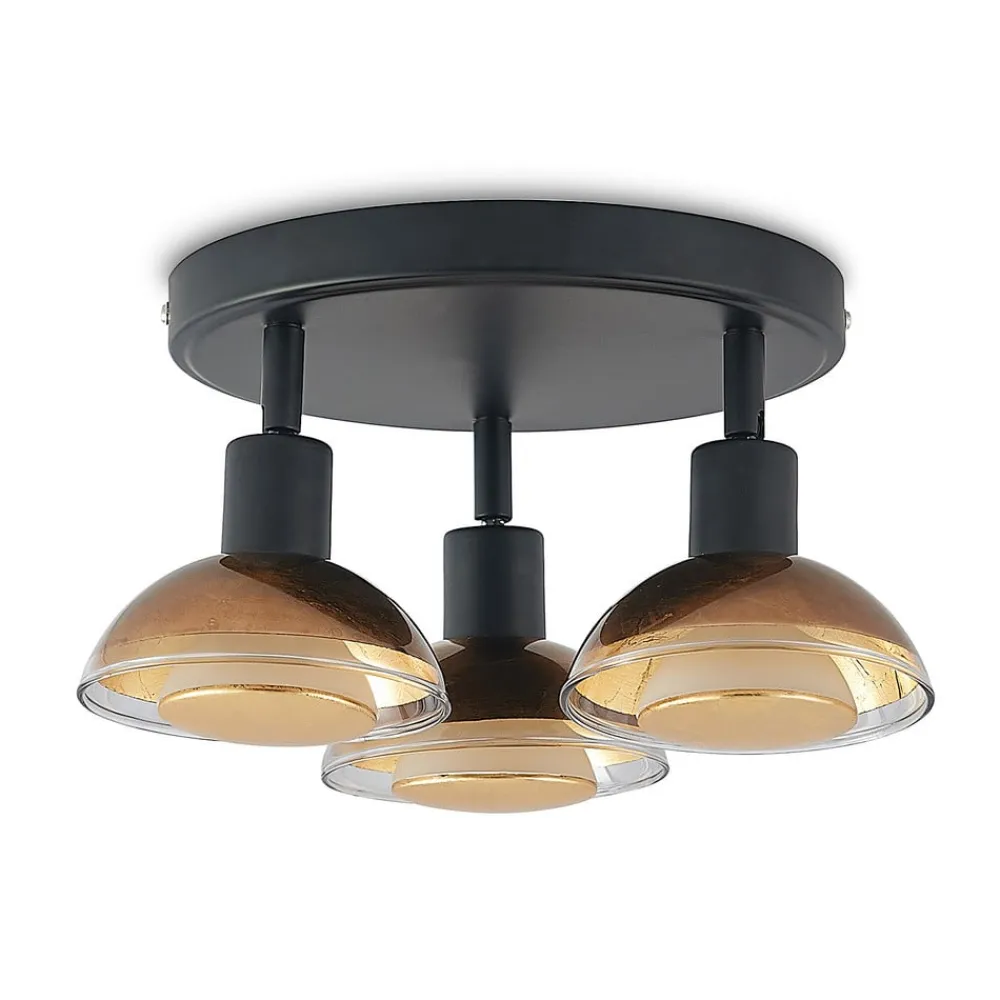 Erin loftspot, sort/guld, Ø 22 cm, glas^Lindby Online