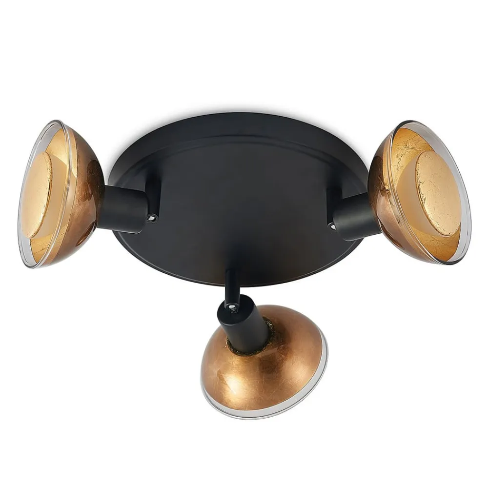 Erin loftspot, sort/guld, Ø 22 cm, glas^Lindby Online