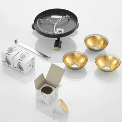 Erin loftspot, sort/guld, Ø 22 cm, glas^Lindby Online