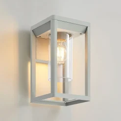 Lindby Estami udendørs væglampe, sølv, metal, 27 cm