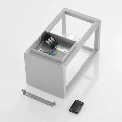 Lindby Estami udendørs væglampe, sølv, metal, 27 cm