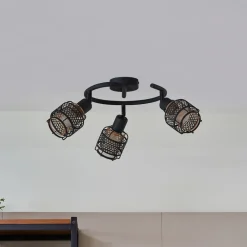 Eudoria loftlampe, 3 lyskilder, sort/guld^Lindby Discount