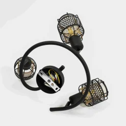 Eudoria loftlampe, 3 lyskilder, sort/guld^Lindby Discount