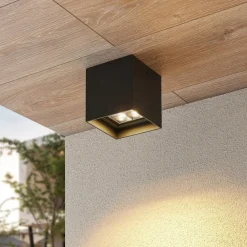 Lindby Eveta LED-loftlampe, 10 cm, antracit, aluminium, IP65