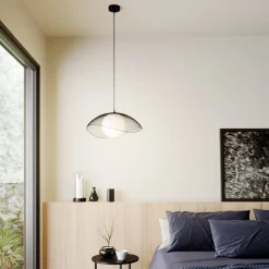 Fabronia hængelampe, gitter, glaskugle^Lindby Hot