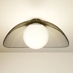 Fabronia loftlampe, sort/hvid, glas, kugle, E27^Lindby Best