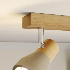 Filiz spotlight, 2 lyskilder, 27 cm, træ, beton, E14^Lindby Sale