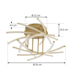 Lindby Flakira LED-loftlampe, 10 lk, antik messing