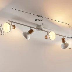 Lindby Fridolin loftspot, 70 cm, 4 lyskilder, hvid, metal