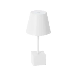 Lindby genopladelig LED-bordlampe Janea CUBE, hvid, metal