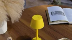 Lindby genopladelig LED-lampe Gaja, gul, USB, IP44, RGBW, dæmpbar