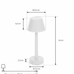 Lindby genopladelig LED-lampe Gaja, hvid, USB, IP44, RGBW, dæmpbar