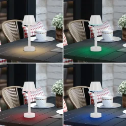 Lindby genopladelig LED-lampe Gaja, hvid, USB, IP44, RGBW, dæmpbar