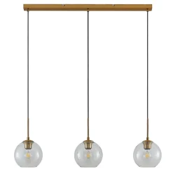 Grady hængelampe, messing/klar, 110 cm, metal, glas^Lindby Outlet