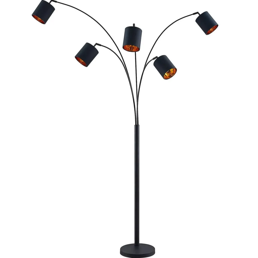 gulvlampe Abiram, sort/guld, tekstil, 70 cm^Lindby