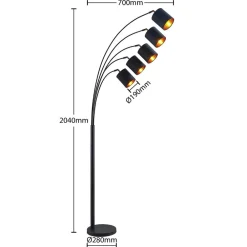 gulvlampe Abiram, sort/guld, tekstil, 70 cm^Lindby