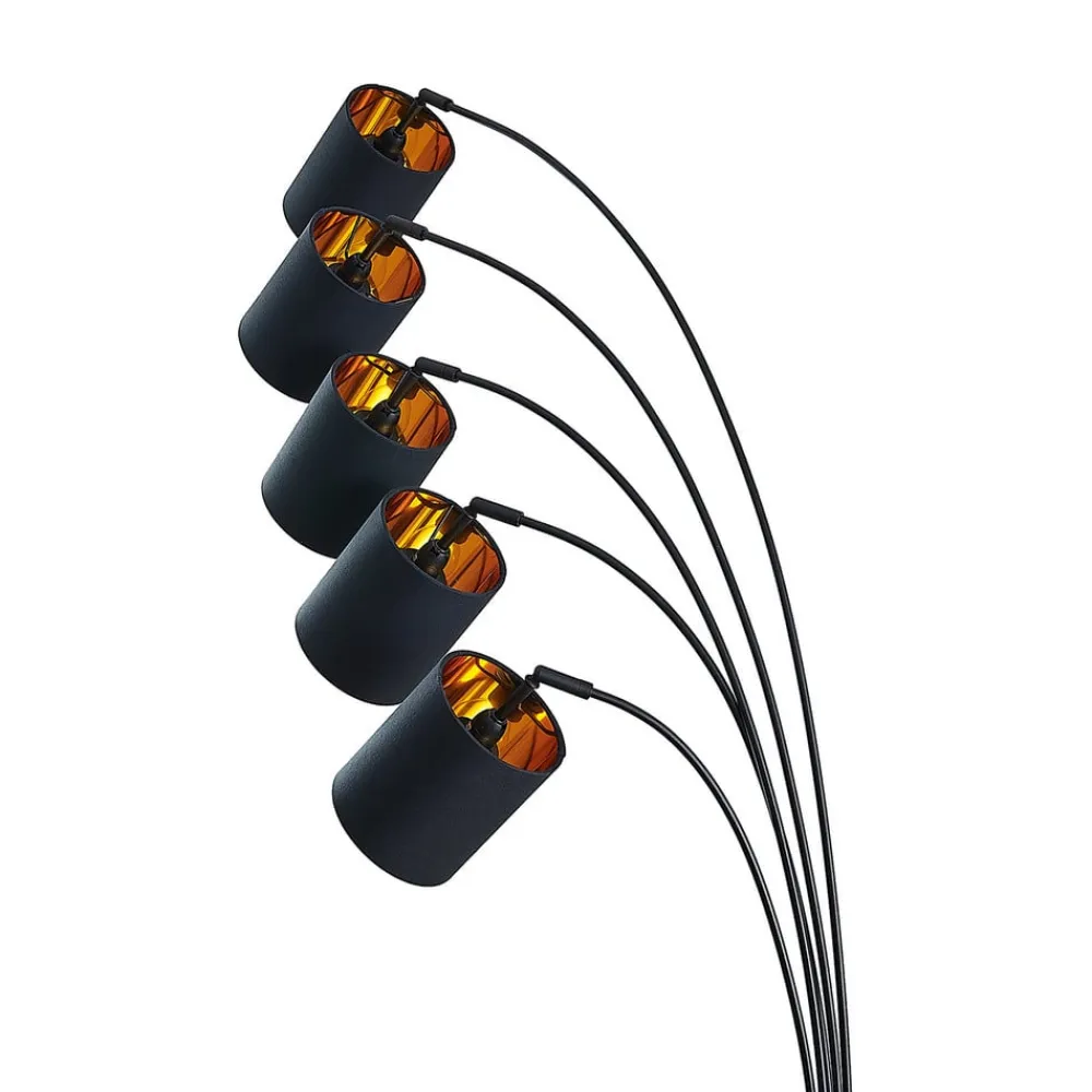 gulvlampe Abiram, sort/guld, tekstil, 70 cm^Lindby
