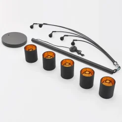 gulvlampe Abiram, sort/guld, tekstil, 70 cm^Lindby