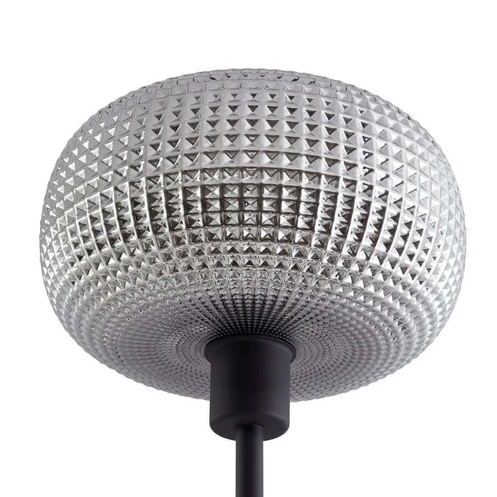 gulvlampe Aliette, sort/grå, glas, læselampe^Lindby Discount