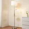 Gulvlampe Aovan, nikkelfarvet, hylde, USB-port^Lindby Outlet