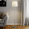 Lindby gulvlampe Benjiro, hvid, tekstil, læselampe, 150 cm