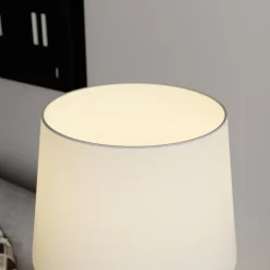 Lindby gulvlampe Benjiro, hvid, tekstil, læselampe, 150 cm