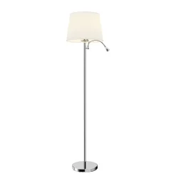 Lindby gulvlampe Benjiro, hvid, tekstil, læselampe, 150 cm
