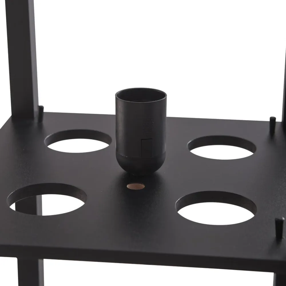 gulvlampe Birta, sort, hylde, træ, 159 cm^Lindby Discount