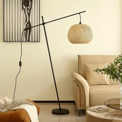 Lindby Gang|Pendellamper>gulvlampe Dabila, bambus, 165 cm høj, E27