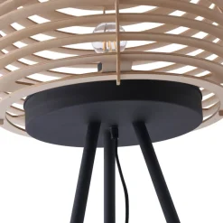 Lindby gulvlampe Ediz, sort, træ, 159 cm høj, E27