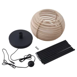 Lindby gulvlampe Ediz, sort, træ, 159 cm høj, E27