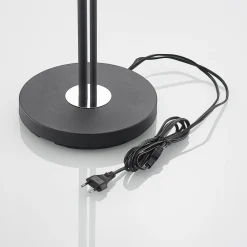 gulvlampe Efalia, sort/guld, tekstil, læselampe^Lindby