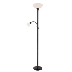 gulvlampe Elaina, læselampe, rustfarvet, 180 cm, E27^Lindby New