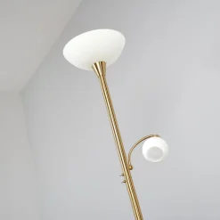 gulvlampe Elaina, læselampe, messingfarvet, 183cm E27^Lindby Clearance