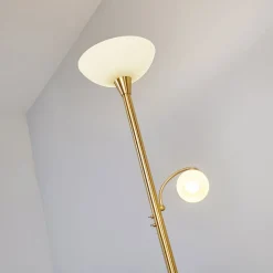 gulvlampe Elaina, læselampe, messingfarvet, 183cm E27^Lindby Clearance