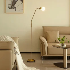 gulvlampe Elaina, messingfarvet, 162 cm, fleksibel, E14^Lindby Discount