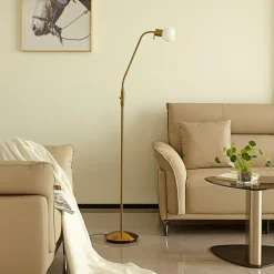 gulvlampe Elaina, messingfarvet, 162 cm, fleksibel, E14^Lindby Discount