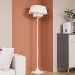 gulvlampe Eryndor, hvid, tekstil, Ø 47 cm, E27^Lindby Best